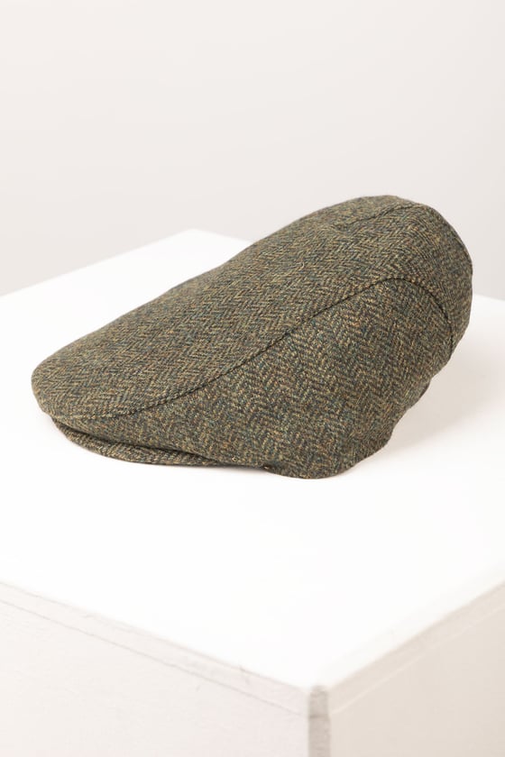 Rydale Tweed Flat Cap - Terrington - Olive Herringbone