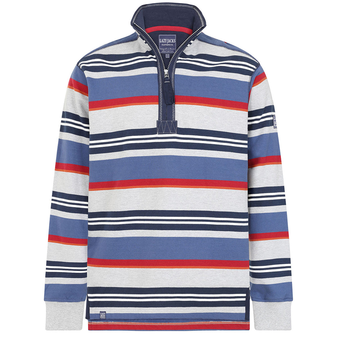 Lazy Jacks Mens Super Soft 1/4 Zip Striped Sweatshirt - Gray Marle