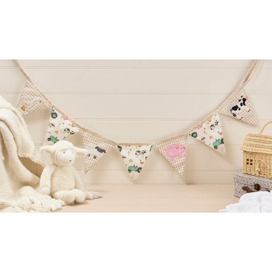 Langs Mini Farm Animals Embroidered And Printed 7 Flag Bunting