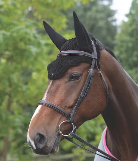 Equetech Black Horse Soundless Ear Net Bonnet