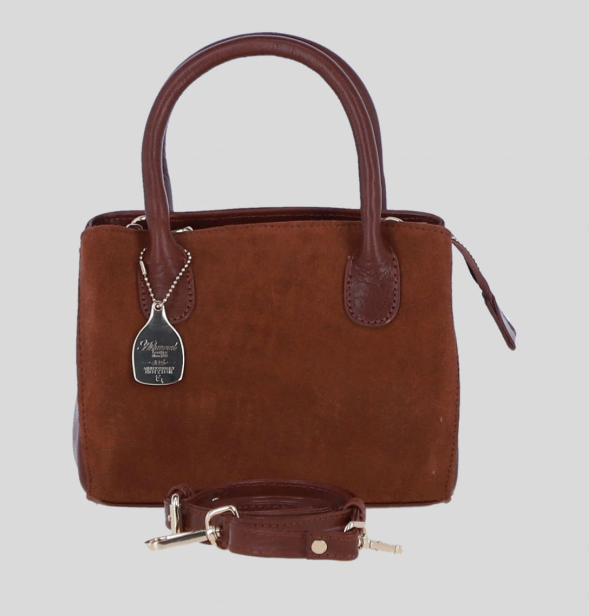Ashwood S-54 Leather Suede Handbag Tan
