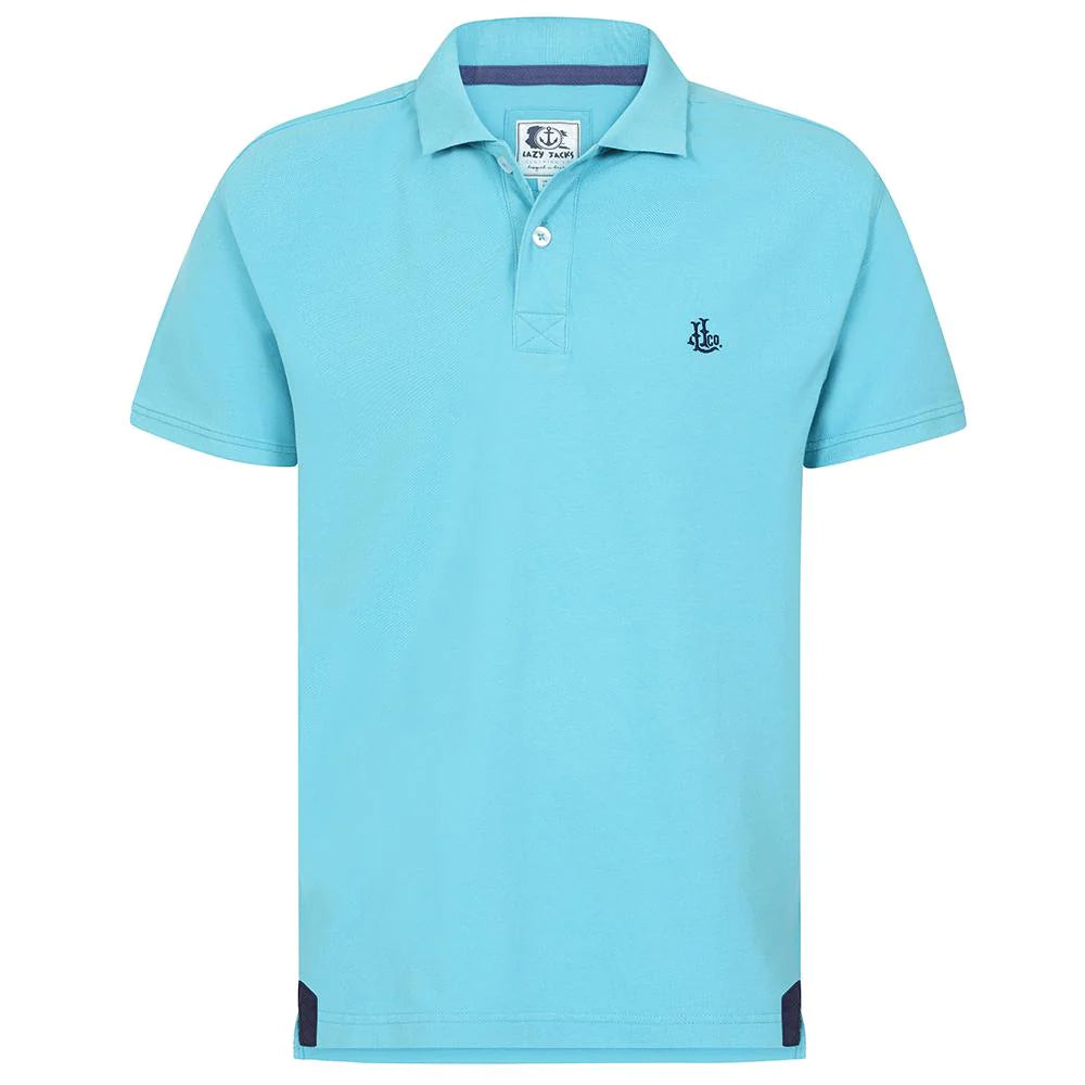 Lazy Jacks Mens Turquoise Cotton Polo Shirt