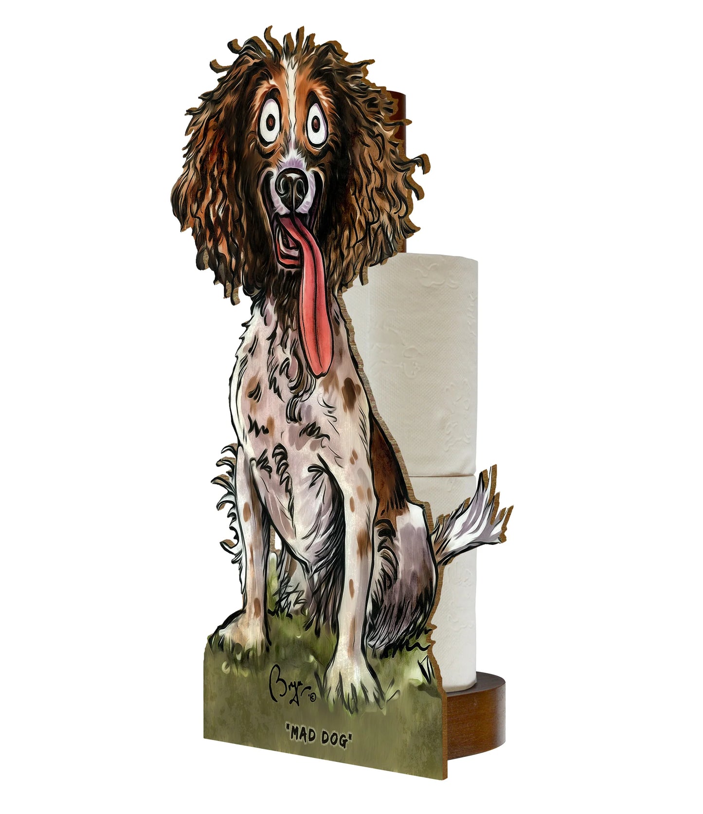 Loo Prints 'Mad Dog'  Wooden Toilet Roll/ Kitchen Roll Holder