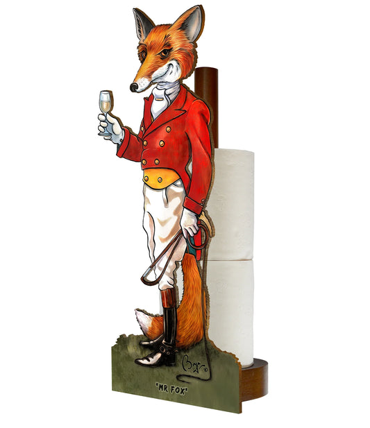 Loo Prints 'Mr Fox' Wooden Toilet Roll/ Kitchen Roll Holder