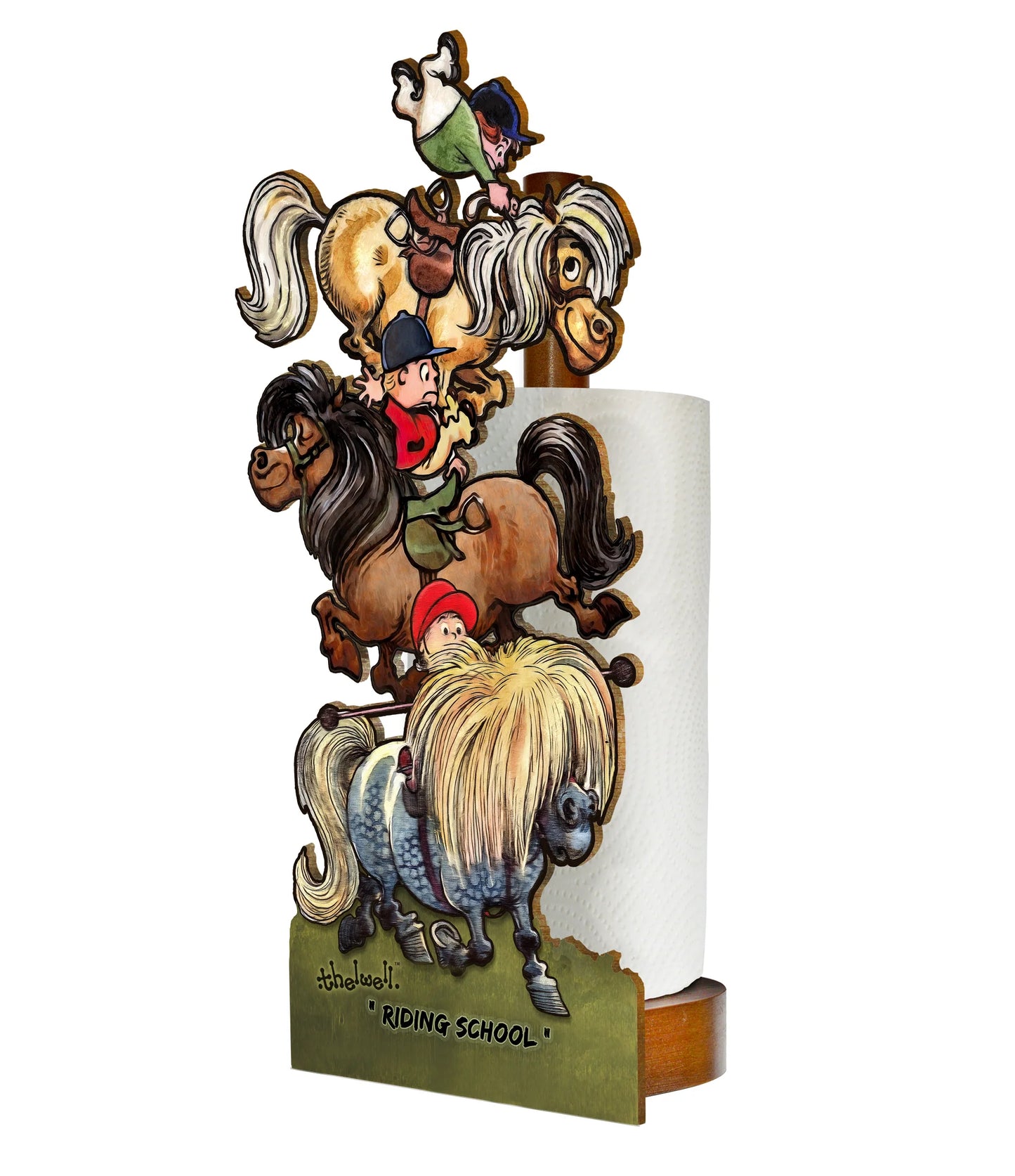 Loo Prints 'Riding School' Wooden Toilet Roll/ Kitchen Roll Holder