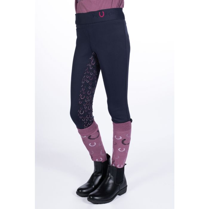 Hkm Kids Alva Silicone Full Seat Dark Lilac Riding Leggings