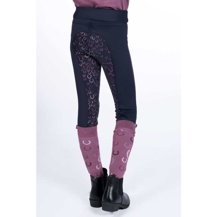 Hkm Kids Alva Silicone Full Seat Dark Lilac Riding Leggings