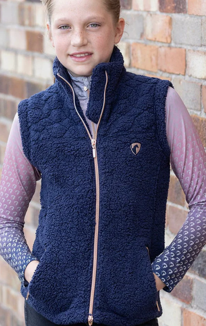 Hy Equestrian Elevate Mizs Teddy Fleece Gilet - Navy