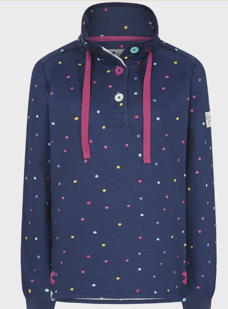 Lazy Jacks Relaxed Fit Button Neck Sweatshirt Twilight Navy
