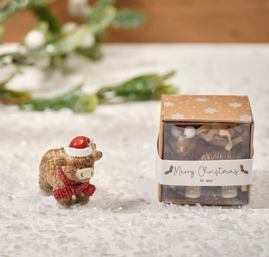 Langs Christmas Tiny World Resin Highland Cow Keepsake Ornament With Gift Box