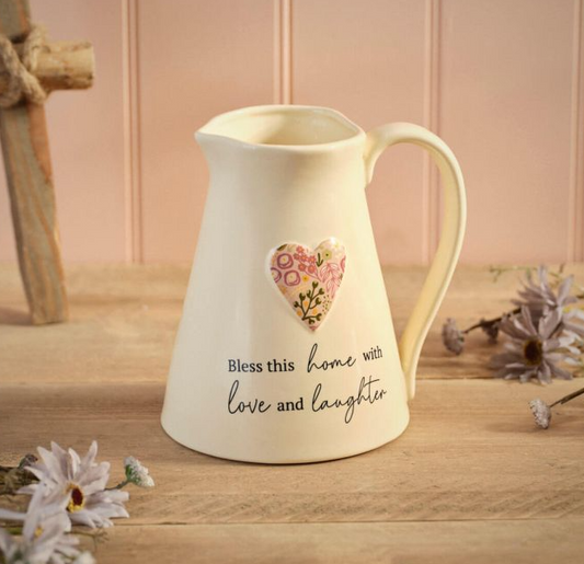 Langs Ditsy Floral Stoneware Embossed Heart Large Jug