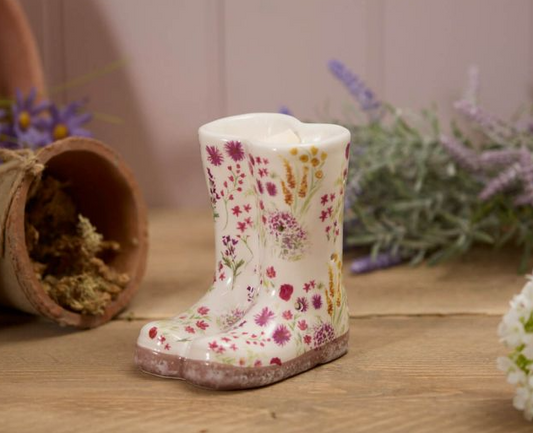 Langs Floral Welly Boot Ceramic Burner