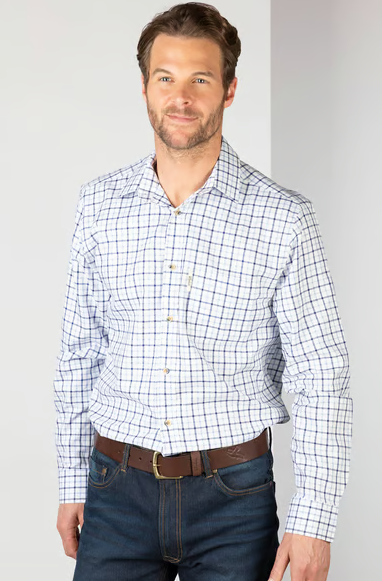 Rydale Mens Richmond Long Sleeved Check Shirt - Navy/blue