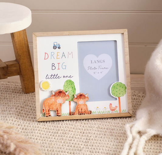 Langs Mini Farm Monty The Highland Cow Dream Big Little One Photo Frame