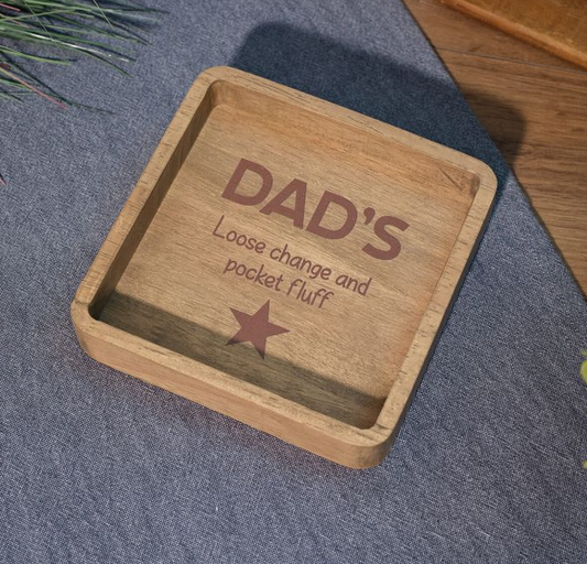 Langs Fun 'Dad's Loose Change And Pocket Fluff' Wooden Tray