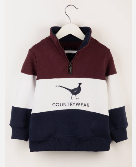 Rydale Junior Pheasant Byland Sweatshirt - Navy/white/wine