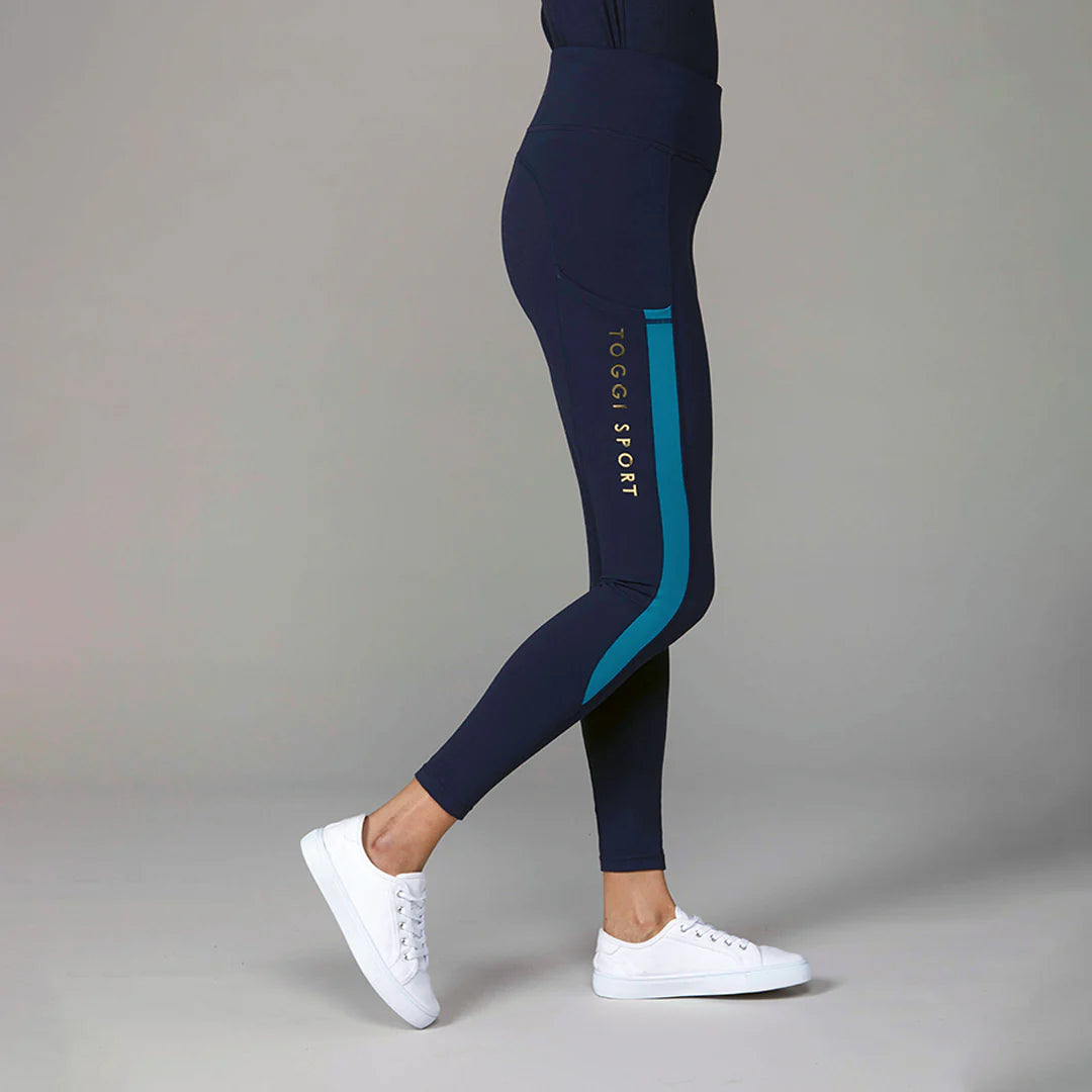 Toggi Sculpter Stripe Full Seat Riding Tights - Navy