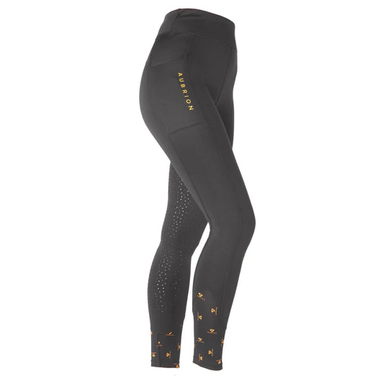 Shires Aubrion Young Rider Porter Jet Black Winter Riding Tights