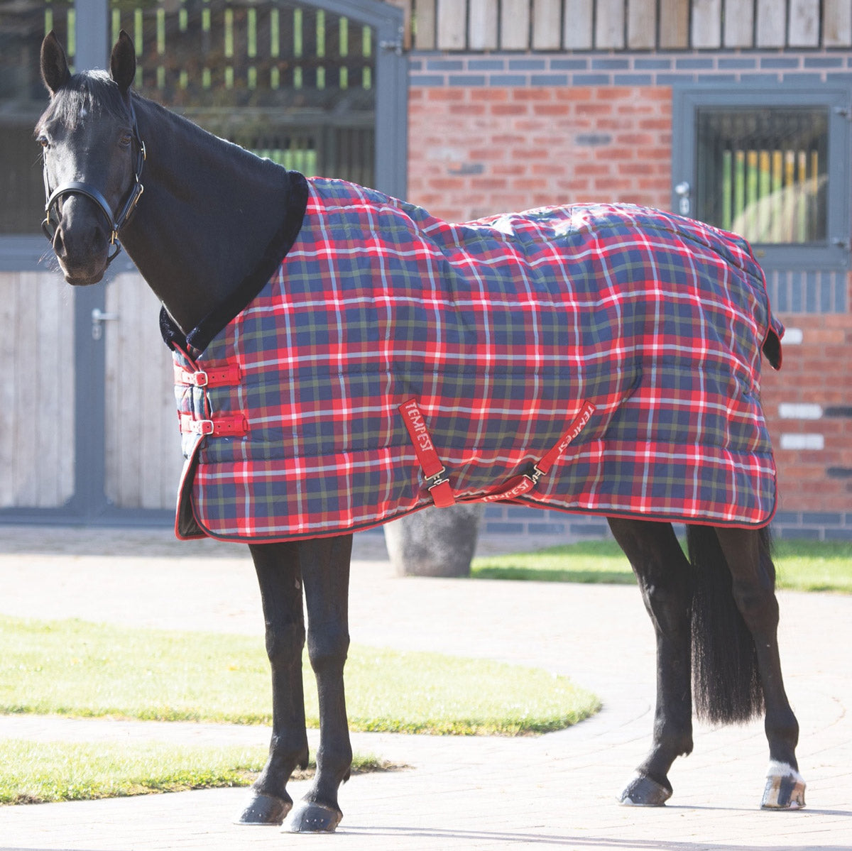 Shires Tempest Plus 200g Red Check Stable Rug