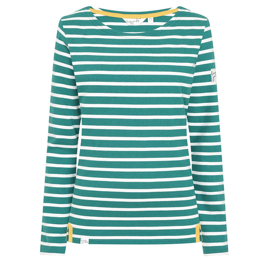 Lazy Jacks Emerald Striped Breton Top