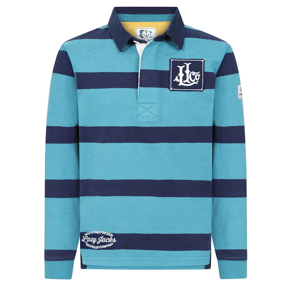 Lazy Jacks Childs Teal Stripe Rugby Shirt