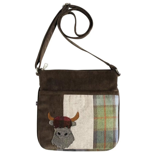 Earth Squared Applique Highland Cow Messanger Bag