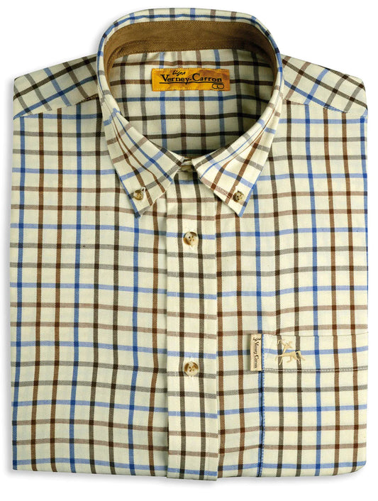 Verney-Carron Villemy Brown/Blue Checked Long Shirt