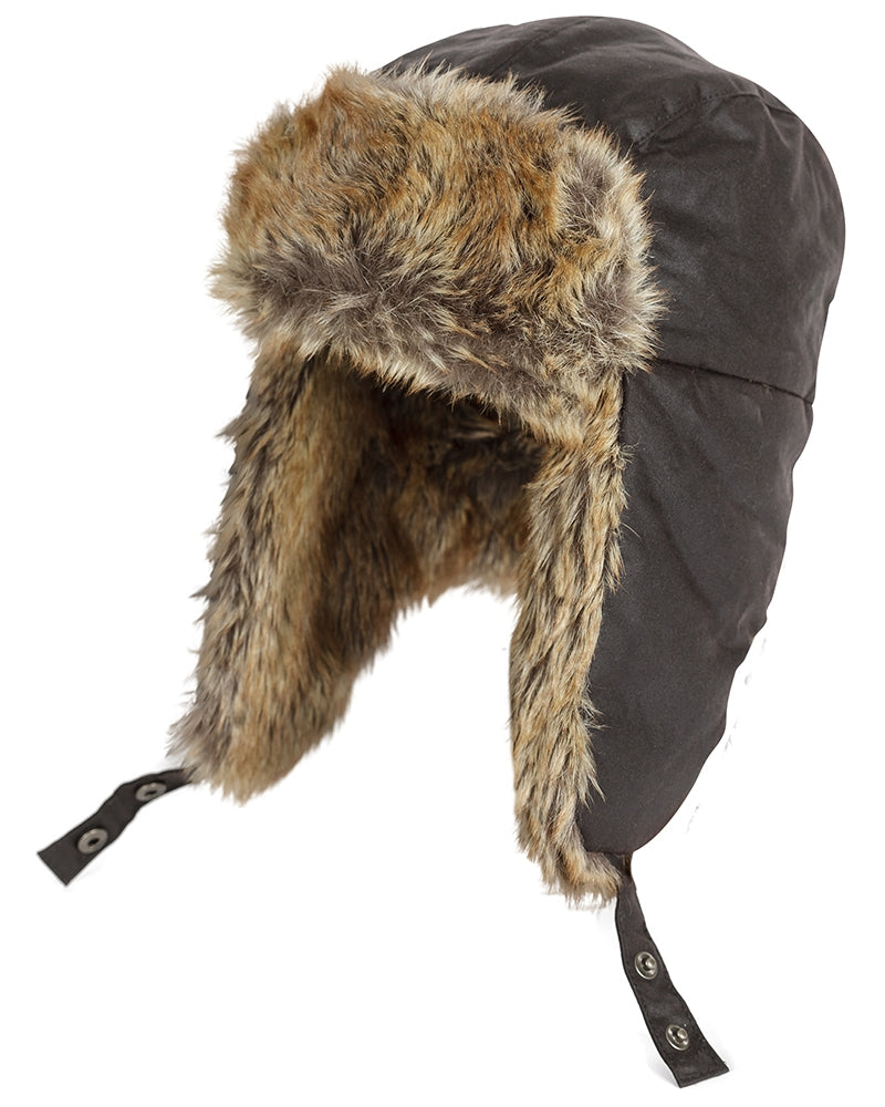 Hoggs Of Fife Wax Trapper Brown Faux Fur Hat