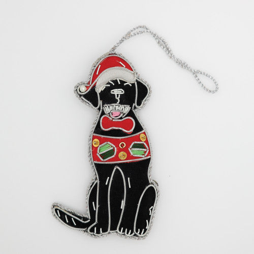 Equitech Black Labrador Embroidered Christmas Tree Decoration - One Size