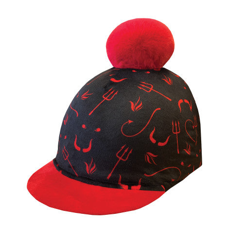 Equitech Devilish Pom Hat Silk - Black/red - One Size