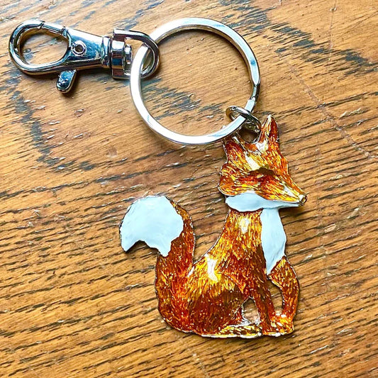 At Home In The Country Enamel Fox Keyring