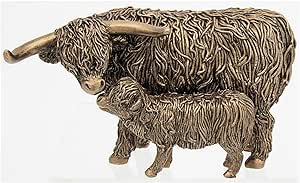 Joe Davis Small Bronze Highland Coo & Calf