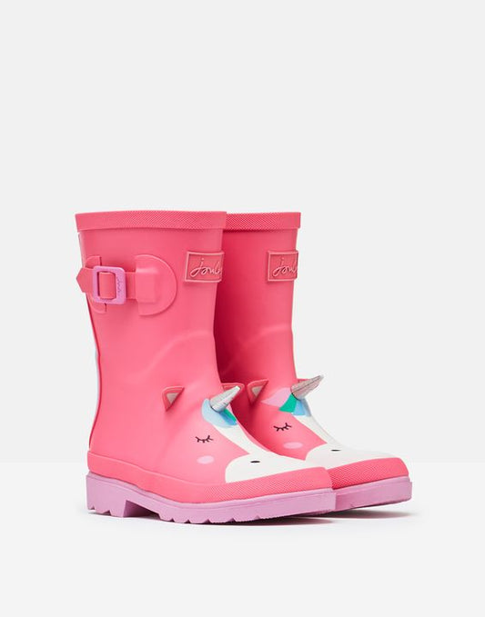 Joules Junior Pink Unicorn Welly Boot