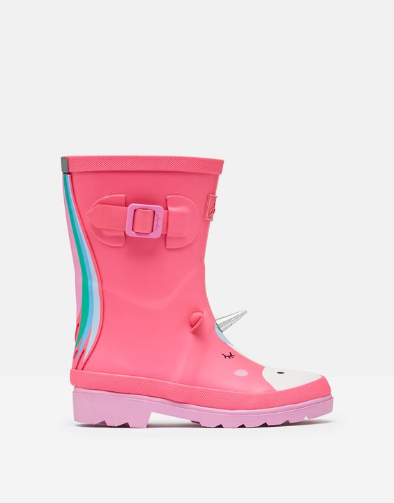 Joules Junior Pink Unicorn Welly Boot