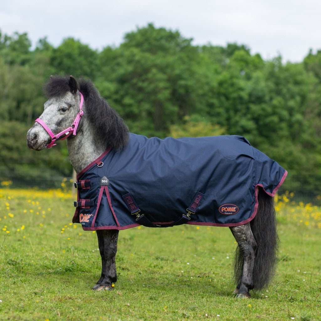 Gallop Ponie 50 Turnout - Navy/burgandy - 3ft6