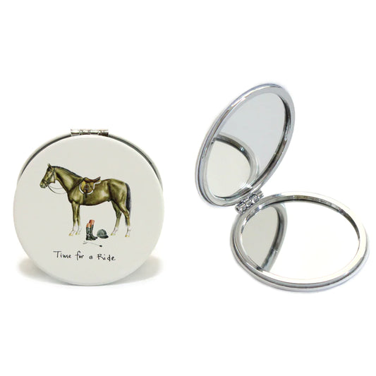 At Home In The Country 'Time For A Ride' Round Compact Mirror