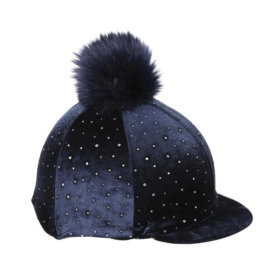 Shires Navy Velvet Sparkle Hat Cover