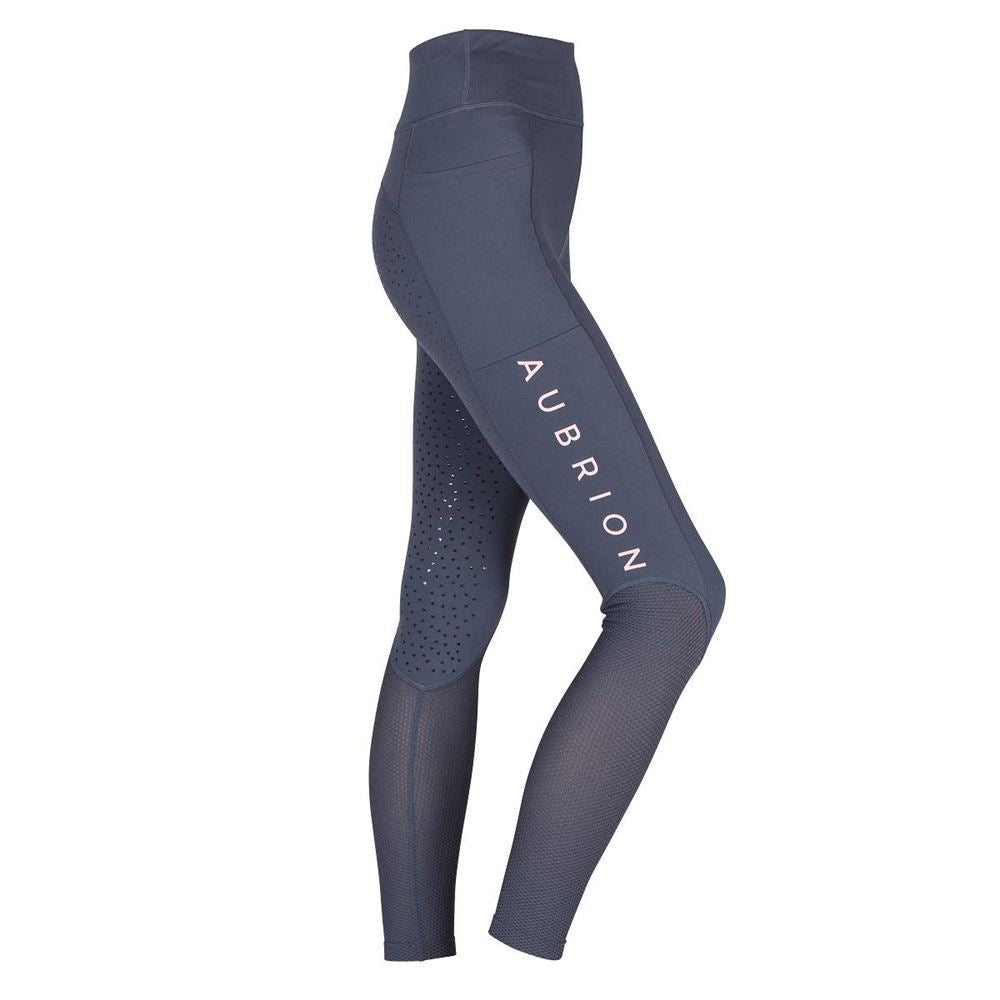 Shires Aubrion Young Rider Rhythm Mesh Navy Riding Tights