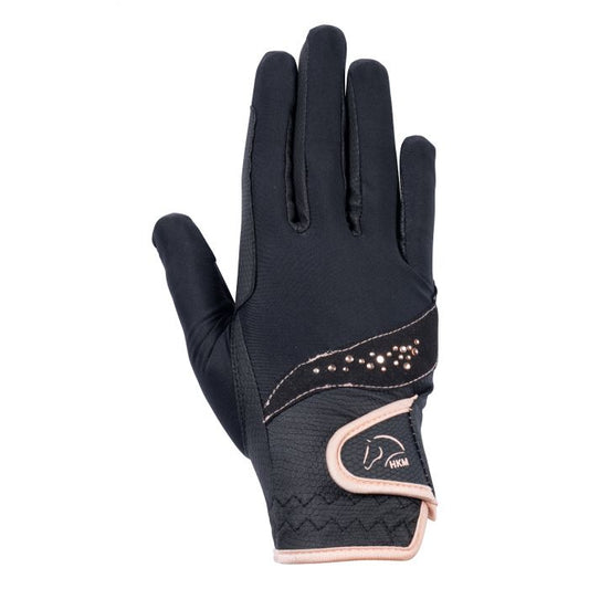 Hkm Rose Gold Glamour Deep Blue Riding Gloves