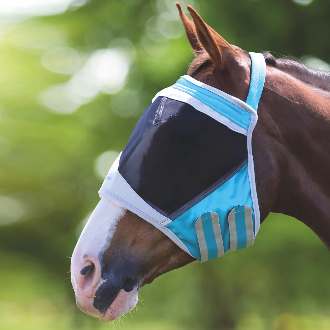 Shires FlyGuard Pro Fine Mesh Earless Teal Fly Mask