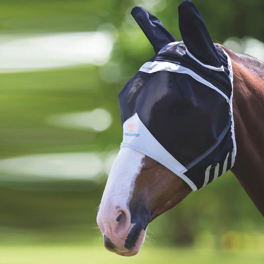 Shires FlyGuard Pro Fine Mesh Black Fly Mask With Airstream Ears