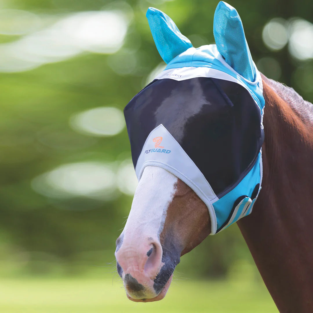 Shires FlyGuard Pro Fine Mesh Teal Fly Mask With Airstream Ears