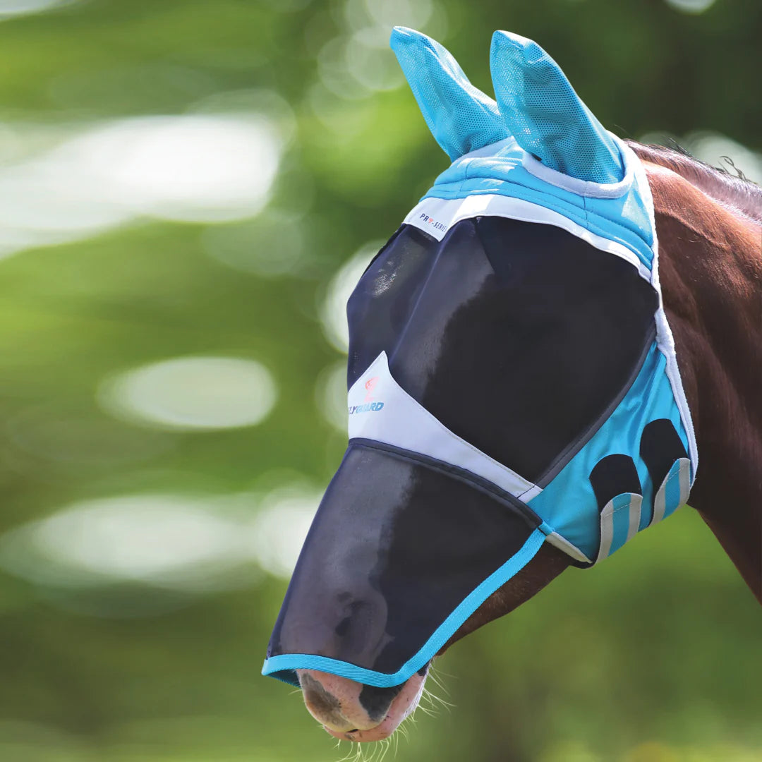 Shires FlyGuard Pro Fine Mesh Teal Fly Mask With Ears & Nose