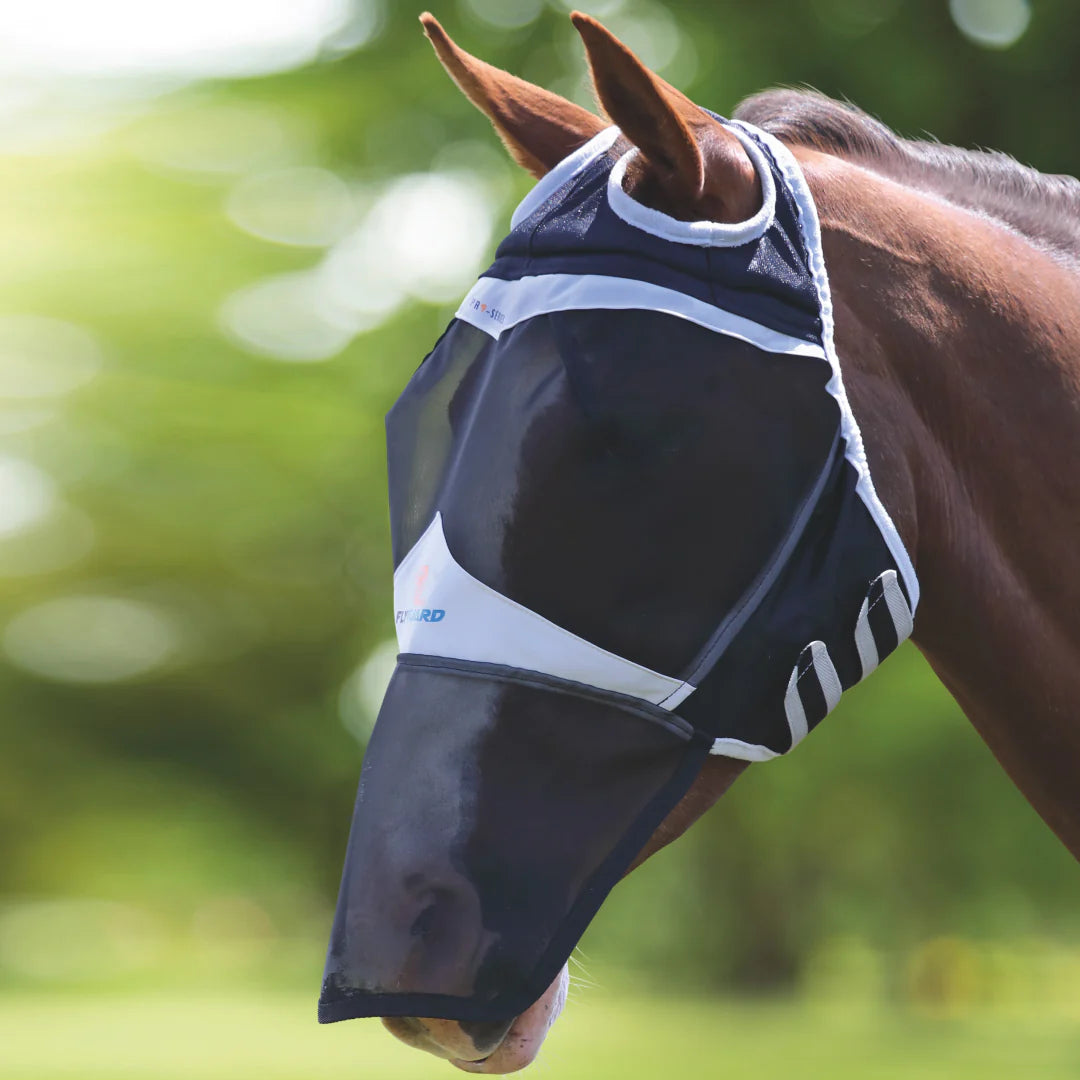 Shires FlyGuard Pro Fine Mesh Black Fly Mask With Ears Holes & Nose