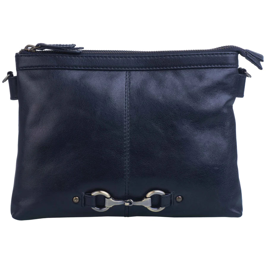 Mala Black Steed Double Pocket Cross Body Bag