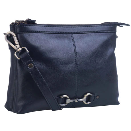 Mala Black Steed Double Pocket Cross Body Bag