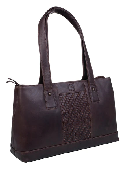 Mala Brown Oxford Double Pocket Grab Bag