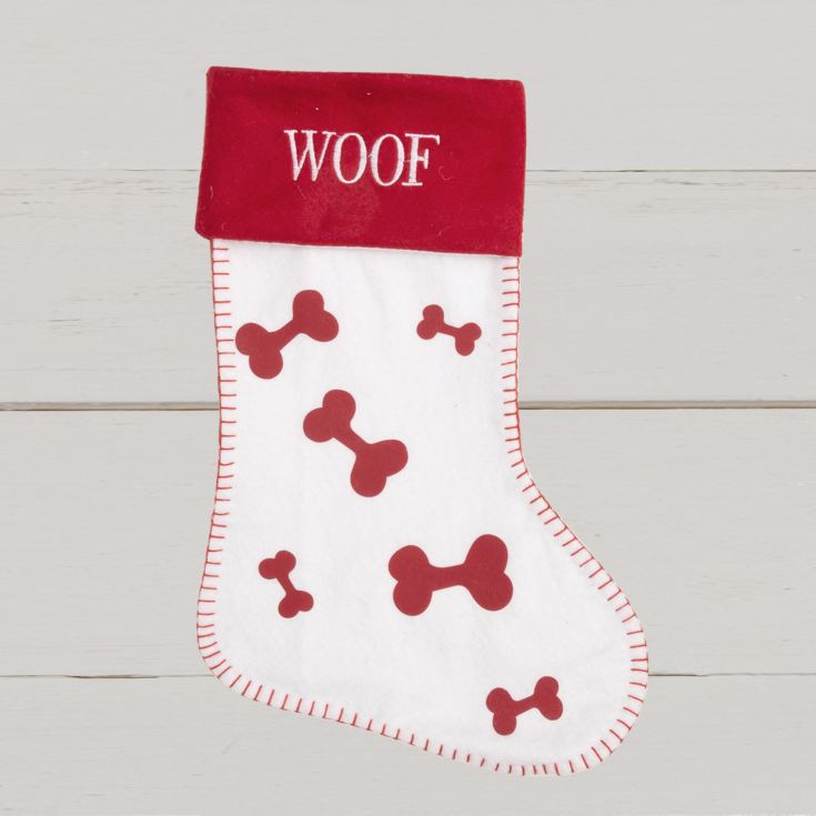 Christmas 'woof' Red/White Dog Stocking