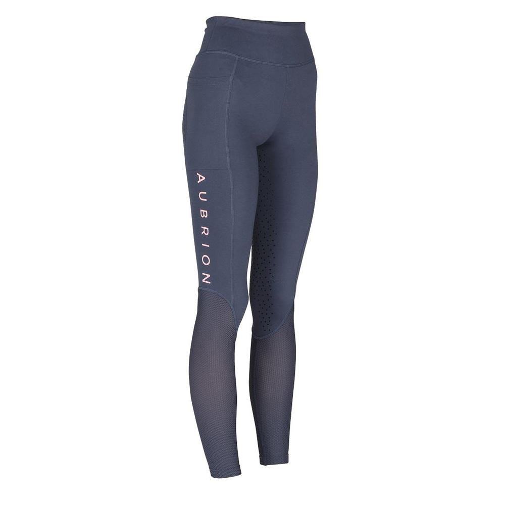 Shires Aubrion Young Rider Rhythm Mesh Navy Riding Tights