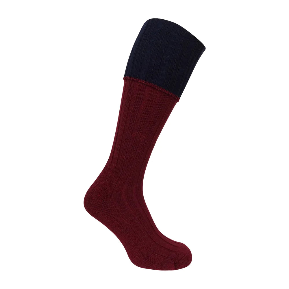 Hoggs Of Fife Burgundy Contrast Turnover Shooting Socks